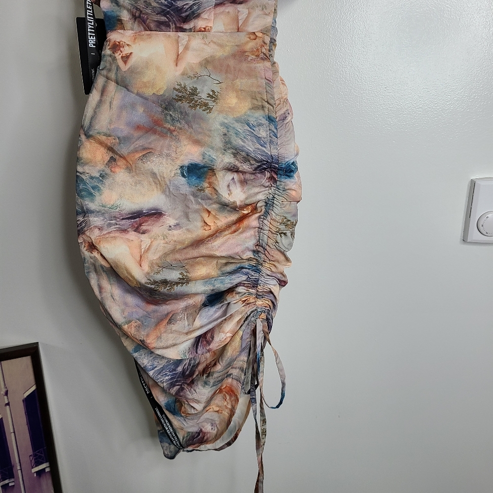 Multi Renaissance Print One Shoulders Ruched Dress - Picture 10 of 15